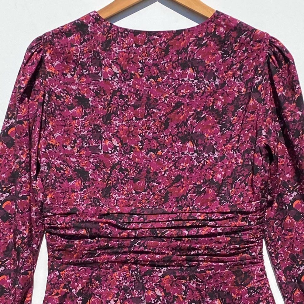 PARKER Women’s Alison Floral Long-Sleeve Ruffle Dress in Cranberry Multi Size 6 - Picture 12 of 12